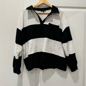 Papermoon Black and White Collared Top